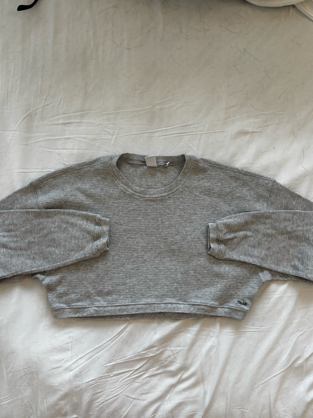TNA Waffle Knit Crewneck — Heather Gray